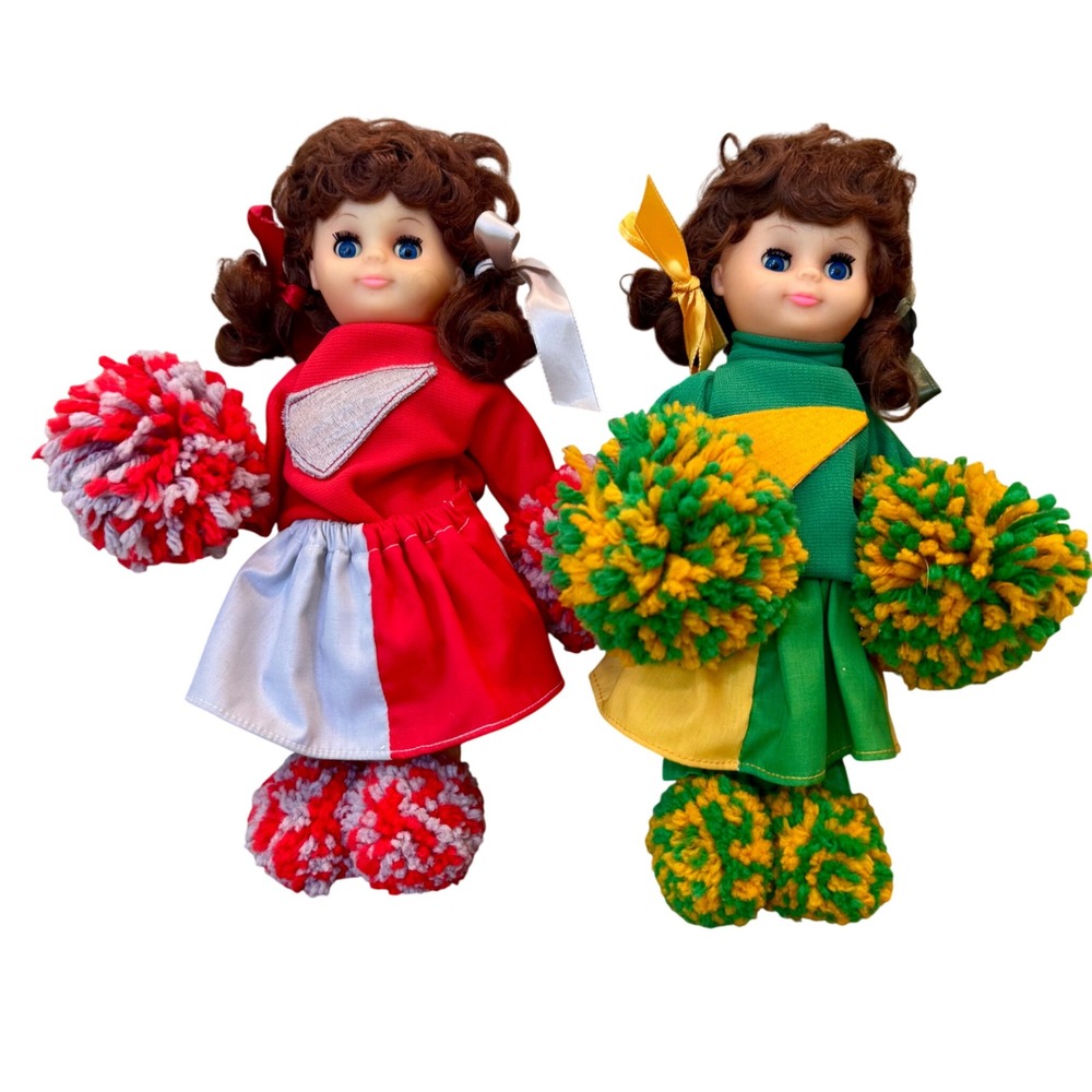Gambina‎ Sleep Eye Cheer Cheerleader Doll Pair Two Dolls EUC